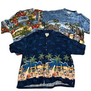 Lot of 3 Big Dogs Hawaiian Shirts Mens 4XL Cruise Motorcycle Bottles Button Down